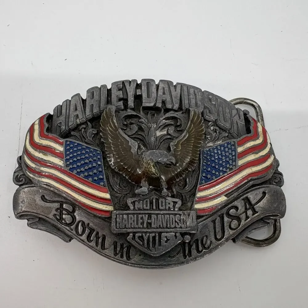 Harley-Davidson Belt Buckle Harmony Design B-88 Born In The USA Eagle Flag